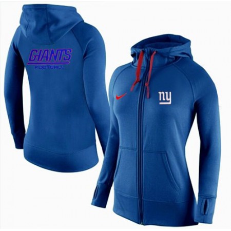 Women's Nike New York Giants Full-Zip Performance Hoodie Blue