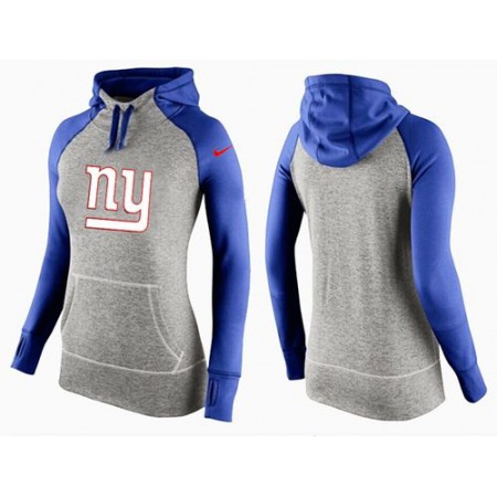 Women's Nike New York Giants Performance Hoodie Grey & Blue_2