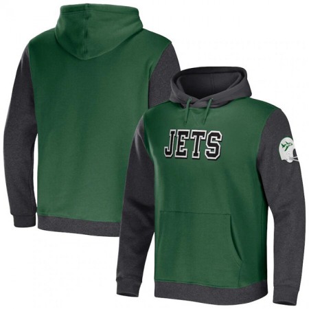 Men's New York Jets x Darius Rucker Collection Green/Heather Charcoal Colorblock Pullover Hoodie