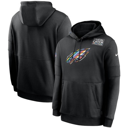 Men's Philadelphia Eagles 2020 Black Crucial Catch Sideline Performance Pullover Hoodie