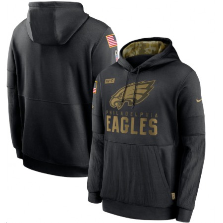 Men's Philadelphia Eagles 2020 Black Salute to Service Sideline Performance Pullover Hoodie