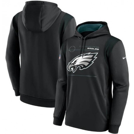 Men's Philadelphia Eagles 2021 Black Sideline Logo Performance Pullover Hoodie