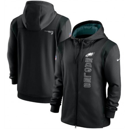 Men's Philadelphia Eagles 2021 Black Sideline Team Performance Full-Zip Hoodie