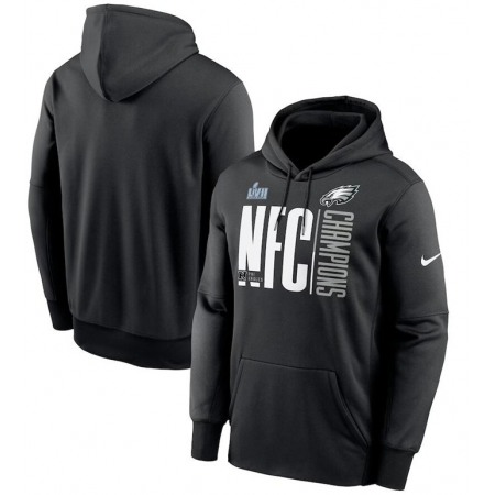 Men's Philadelphia Eagles Black 2022 NFC Champions Iconic Therma Performance Pullover Hoodie