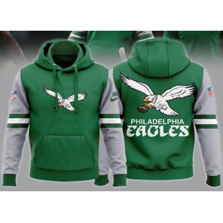 Men's Philadelphia Eagles Green Team Big Logo Sideline Alternate Club Pullover Hoodie