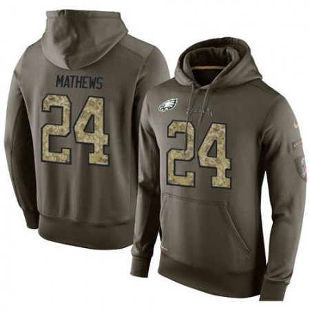 NFL Men's Nike Philadelphia Eagles #24 Ryan Mathews Stitched Green Olive Salute To Service KO Performance Hoodie