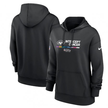 Women's New York Jets 2022 Black NFL Crucial Catch Therma Performance Pullover Hoodie(Run Small)