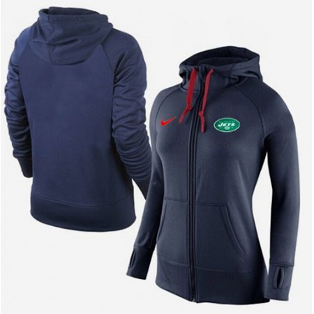 Women's Nike New York Jets Full-Zip Performance Hoodie Dark Blue