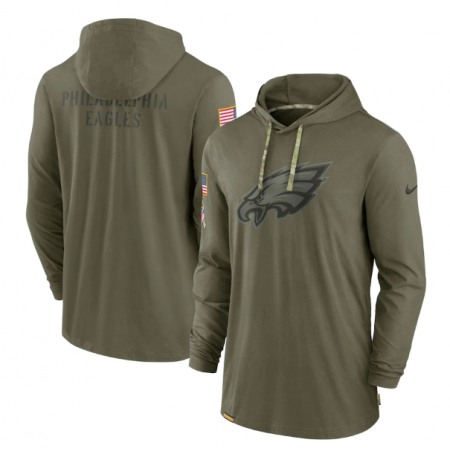 Men's Philadelphia Eagles 2022 Olive Salute to Service Tonal Pullover Hoodie