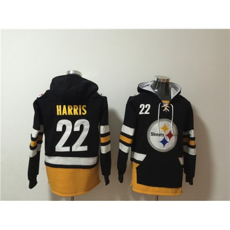 Men's Pittsburgh Steelers #22 Najee Harris Black Ageless Must-Have Lace-Up Pullover Hoodie