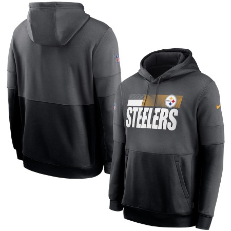 Men's Pittsburgh Steelers Charcoal/Black Sideline Impact Lockup Performance Pullover Hoodie