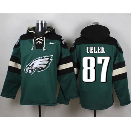 Nike Eagles #87 Brent Celek Midnight Green Player Pullover NFL Hoodie