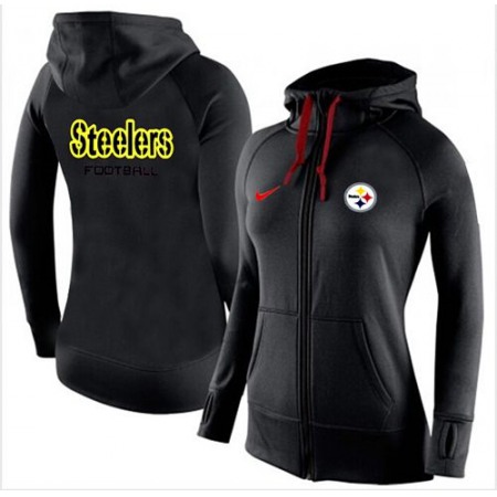 Women's Nike Pittsburgh Steelers Full-Zip Performance Hoodie Black_1