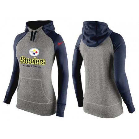 Women's Nike Pittsburgh Steelers Performance Hoodie Grey & Dark Blue_2