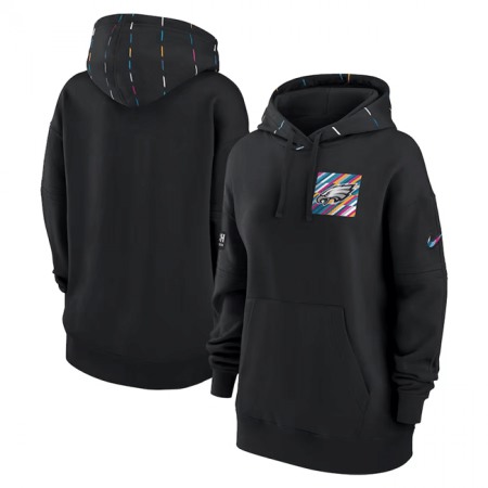 Women's Philadelphia Eagles Black 2023 Crucial Catch Club Pullover Hoodie(Run Small)