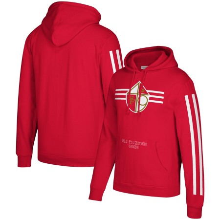 Men's San Francisco 49ers 2019 Scarlet Mitchell & Ness Three Stripe Pullover Hoodie