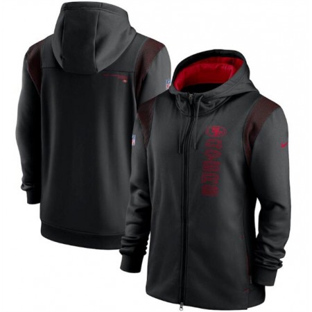 Men's San Francisco 49ers 2021 Black Sideline Team Performance Full-Zip Hoodie