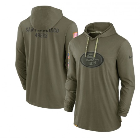 Men's San Francisco 49ers 2022 Olive Salute to Service Tonal Pullover Hoodie