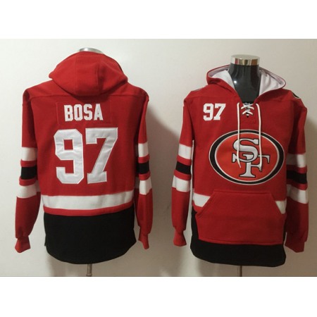 Men's San Francisco 49ers #97 Nick Bosa Red Ageless Must-Have Lace-Up Pullover Hoodie