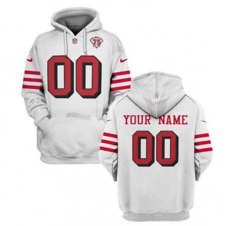 Men's San Francisco 49ers Active Custom 2021 White 75th Anniversary Pullover Hoodie