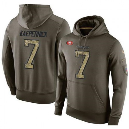 NFL Men's Nike San Francisco 49ers #7 Colin Kaepernick Stitched Green Olive Salute To Service KO Performance Hoodie