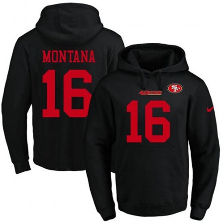 Nike 49ers #16 Joe Montana Black Name & Number Pullover NFL Hoodie