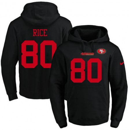 Nike 49ers #80 Jerry Rice Black Name & Number Pullover NFL Hoodie