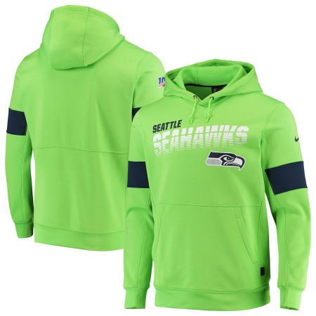 Men's Seattle Seahawks 2019 Neon Green 100th Season Sideline Team Logo Performance Pullover Hoodie