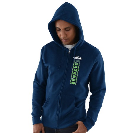 Men's Seattle Seahawks College Navy Hook and Ladder Full-Zip NFL Hoodie