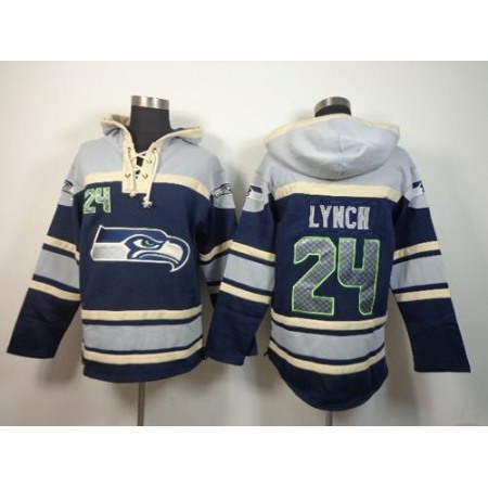 Nike Seahawks #24 Marshawn Lynch Navy Blue Sawyer Hoodie Sweatshirt NFL Hoodie