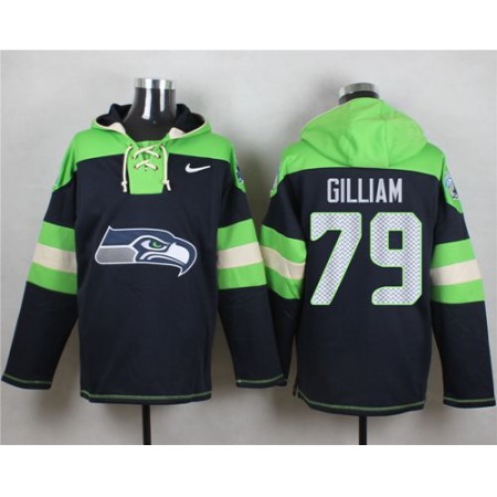 Nike Seahawks #79 Garry Gilliam Steel Blue Player Pullover NFL Hoodie