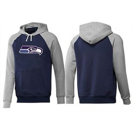 Seattle Seahawks Logo Pullover Hoodie Dark Blue & Grey