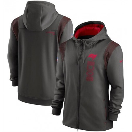 Men's Tampa Bay Buccaneers 2021 Pewter Sideline Team Performance Full-Zip Hoodie