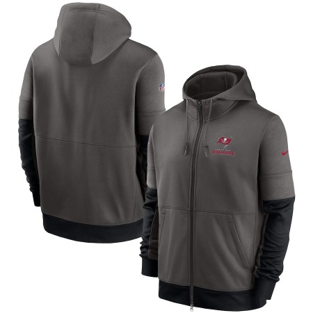 Men's Tampa Bay Buccaneers Pewter Sideline Impact Lockup Performance Full-Zip Hoodie