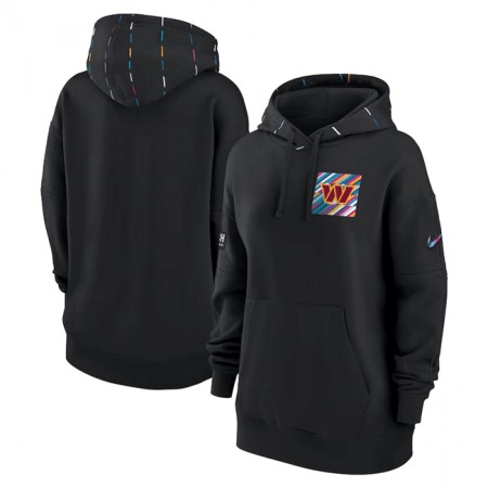 Women's Washington Commanders Black 2023 Crucial Catch Club Pullover Hoodie(Run Small)