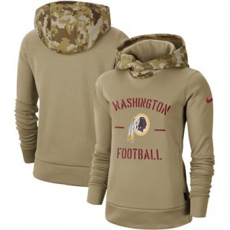 Women's Washington Redskins Khaki 2019 Salute to Service Therma Pullover Hoodie(Run Small)