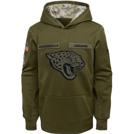 Youth Jacksonville Jaguars Olive Salute to Service Pullover Performance NFL Hoodie