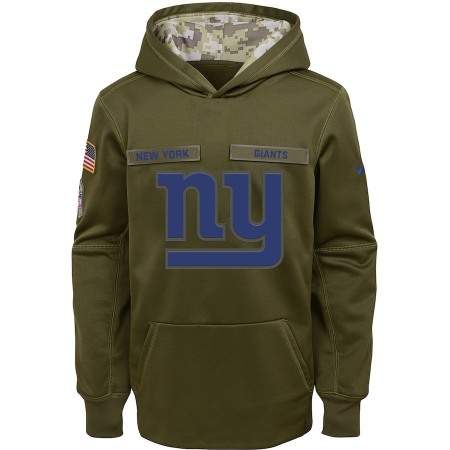 Youth New York Giants Olive Salute to Service Pullover Performance NFL Hoodie