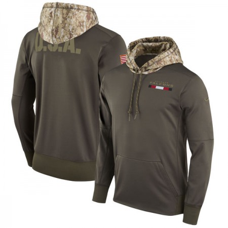 Men's Atlanta Falcons Nike Olive Salute to Service Sideline Therma Pullover Hoodie