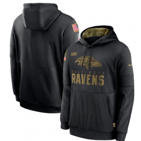 Men's Baltimore Ravens 2020 Black Salute to Service Sideline Performance Pullover Hoodie