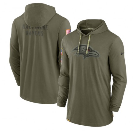 Men's Baltimore Ravens 2022 Olive Salute to Service Tonal Pullover Hoodie