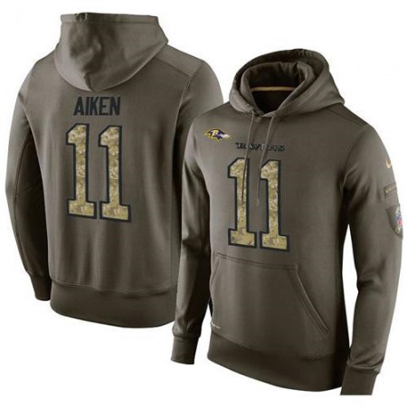 NFL Men's Nike Baltimore Ravens #11 Kamar Aiken Stitched Green Olive Salute To Service KO Performance Hoodie