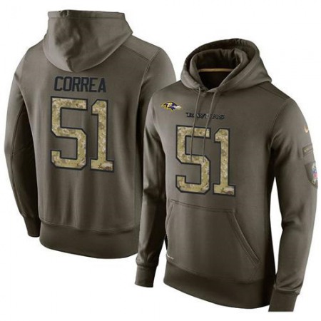 NFL Men's Nike Baltimore Ravens #51 Kamalei Correa Stitched Green Olive Salute To Service KO Performance Hoodie