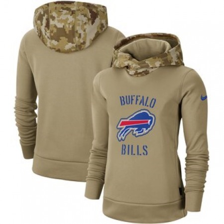 Women's Buffalo Bills Khaki 2019 Salute to Service Therma Pullover Hoodie(Run Small)