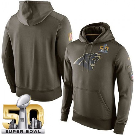 Men's Carolina Panthers Super Bowl 50 Nike Olive Salute To Service KO Performance Hoodie