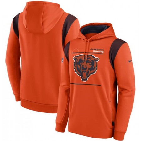 Men's Chicago Bears 2021 Orange Sideline Logo Performance Pullover Hoodie