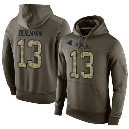 NFL Men's Nike Carolina Panthers #13 Kelvin Benjamin Stitched Green Olive Salute To Service KO Performance Hoodie