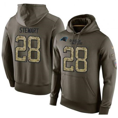 NFL Men's Nike Carolina Panthers #28 Jonathan Stewart Stitched Green Olive Salute To Service KO Performance Hoodie