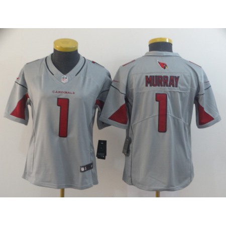 Women's Arizona Cardinals #1 Kyler Murray Silver Inverted Legend Stitched NFL Jersey(Run Small)