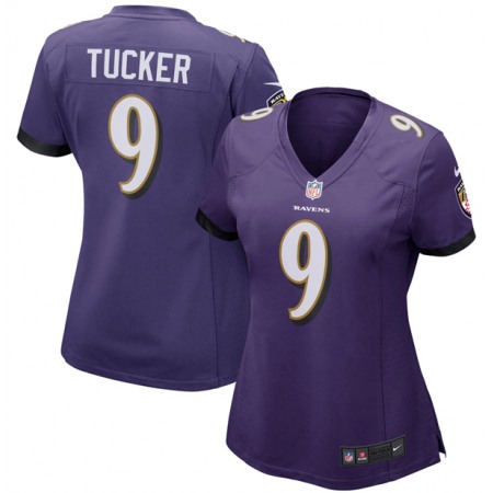 Women's Baltimore Ravens #9 Justin Tucker Purple Vapor Untouchable Limited NFL Jersey